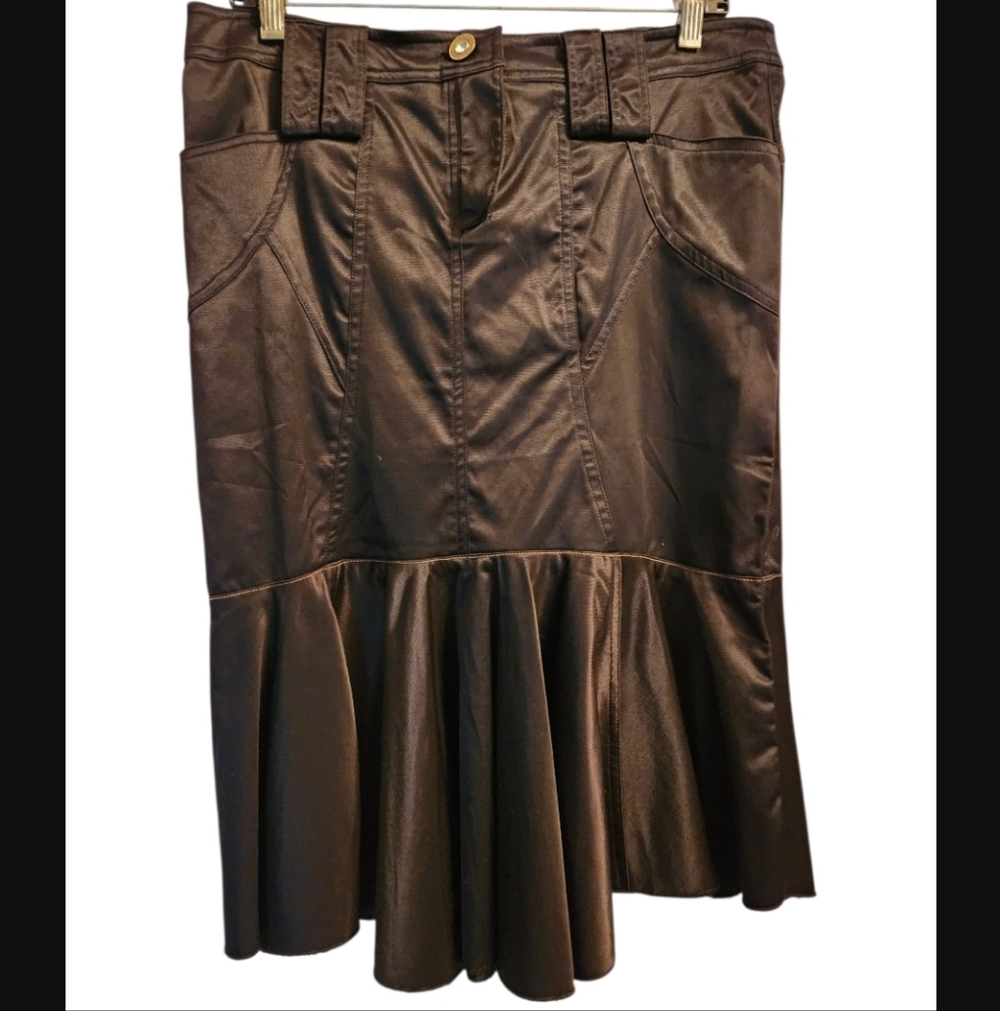 Hypnotic black satin Midi Skirt